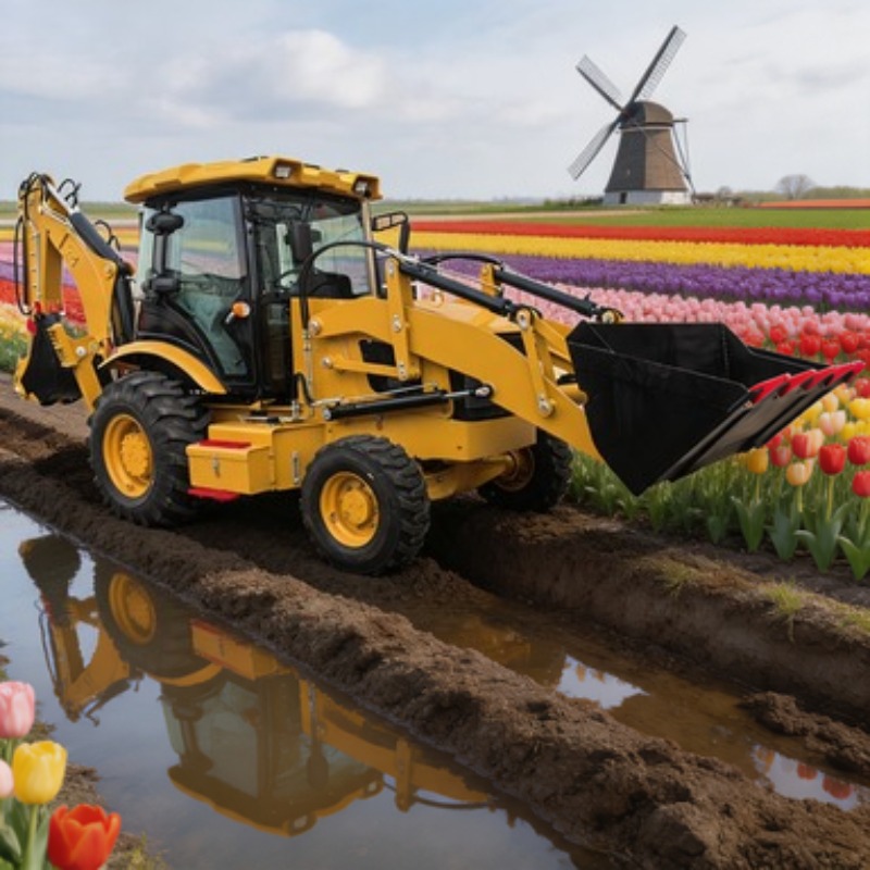 Tractor Backhoe - 4x4 Graafmachine met voorlader, 1 ton,